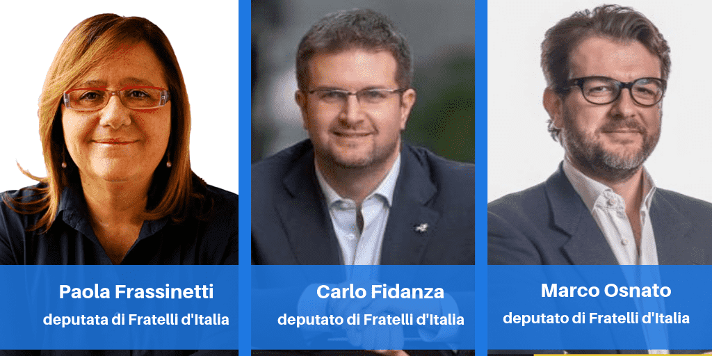 Paola Frassinetti, Carlo Fidanza e Marco Osnato, deputati di fratelli d'Italia