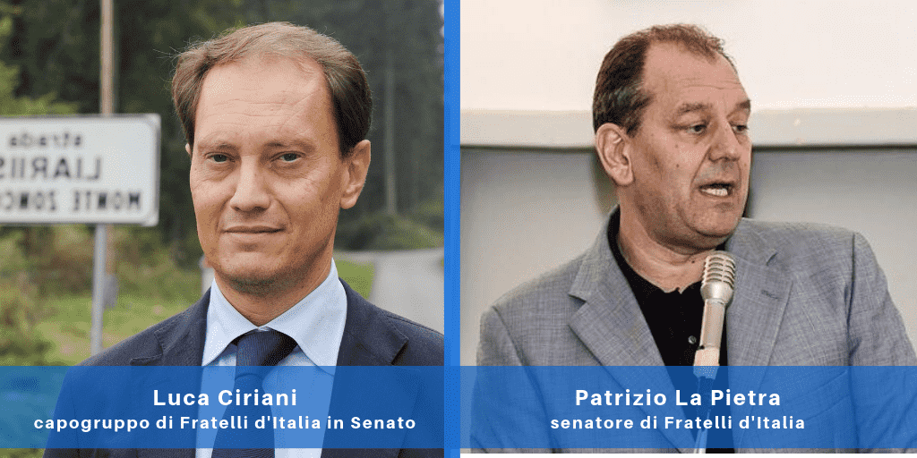 capogruppo di Fratelli d'Italia in Senato, Luca Ciriani, e il senatore di FdI, Patrizio La Pietra.