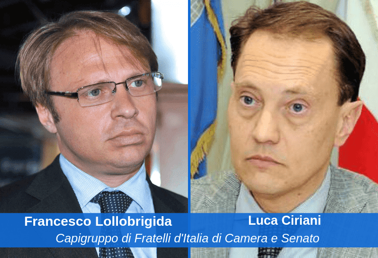 i capigruppo di Fratelli d'Italia di Camera e Senato, Francesco Lollobrigida e Luca Ciriani.