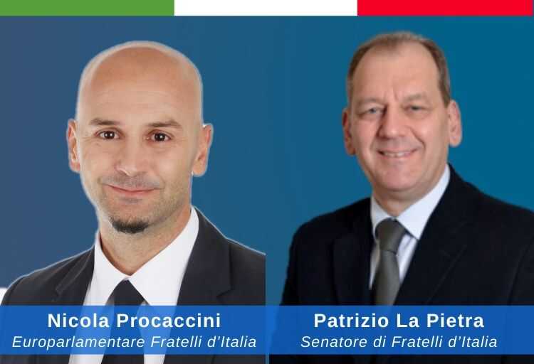 europarlamentare di FDI, Nicola Procaccini, e senatore Patrizio La Pietra, capogruppo di FdI in commissione Agricoltura