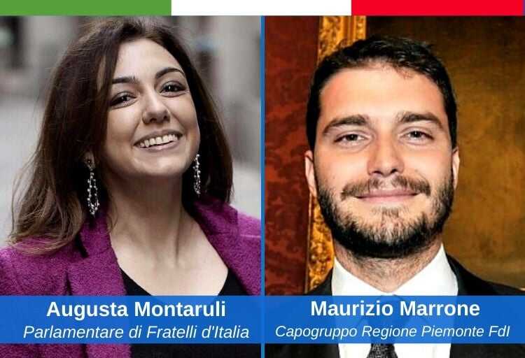 Augusta Montaruli, parlamentare di Fratelli d'Italia e Maurizio Marrone capogruppo Regione Piemonte di Fratelli d'Italia.