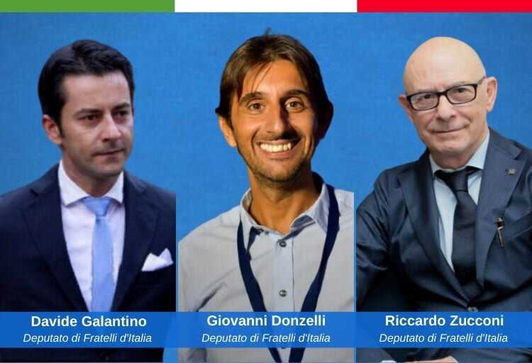 deputati di Fratelli d'Italia Giovanni Donzelli, Davide Galantino e Riccardo Zucconi.