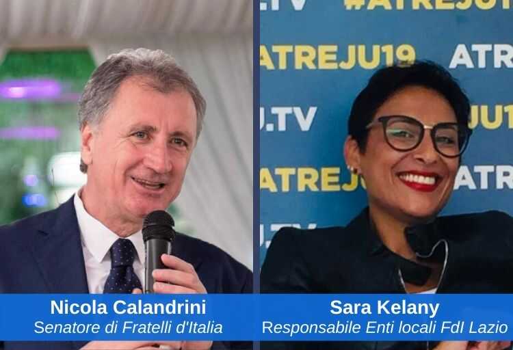 senatore di Fratelli d’Italia, Nicola Calandrini, capogruppo in Commissione Bilancio e Sara Kelany, responsabile Enti locali per Fratelli d’Italia Lazio