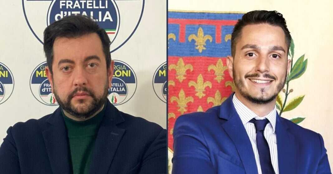 Francesco Torselli, presidente del gruppo di Fratelli d'Italia in consiglio regionale, assieme a Claudio Belgiorno, capogruppo di Fratelli d'Italia in consiglio comunale a Prato.