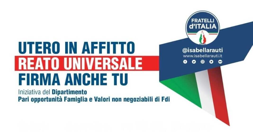 Grafica dell'evento organizzato da Fratelli d'Italia.