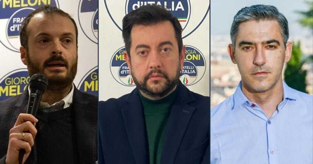 Alessandro Draghi, capogruppo di Fratelli d’Italia a Palazzo Vecchio, Francesco Torselli, capogruppo di Fratelli d’Italia in Consiglio regionale e Jacopo Cellai, consigliere comunale di Fratelli d’Italia.