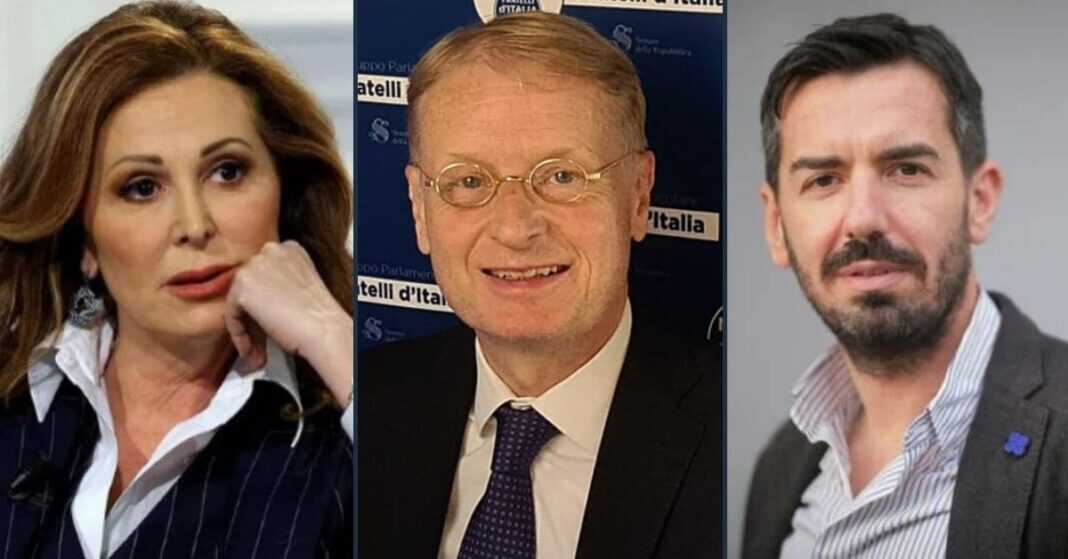 Daniela Santanchè, Lucio Malan e Massimo Ruspandini, senatori di Fratelli d'Italia.