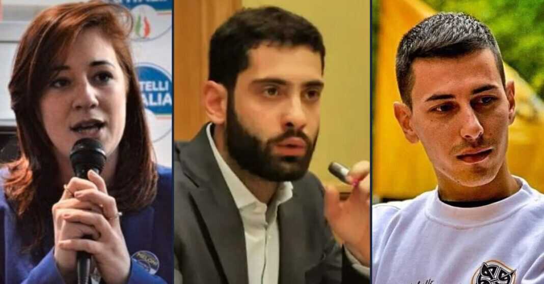 Chiara La Porta e Fabio Roscani, rispettivamente Vicepresidente e Presidente di Gioventù Nazionale e Anthony la Mantia, Presidente di Azione Studentesca.