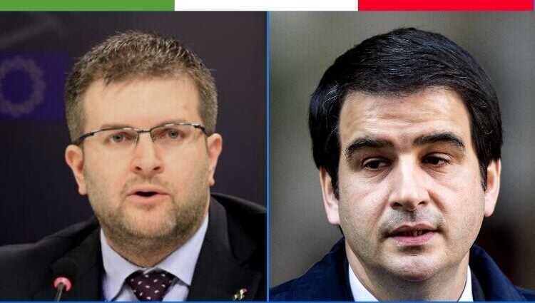 Co-Presidente del gruppo ECR (Conservatori e riformisti europei), Raffaele Fitto, e il Capodelegazione di Fratelli d’Italia al Parlamento Europeo, Carlo Fidanza.