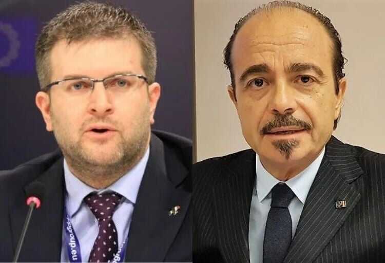 Carlo Fidanza, capo delegazione Fratelli d'Italia al Parlamento europeo e Alessio Butti, responsabile media e TLC di Fratelli d’Italia