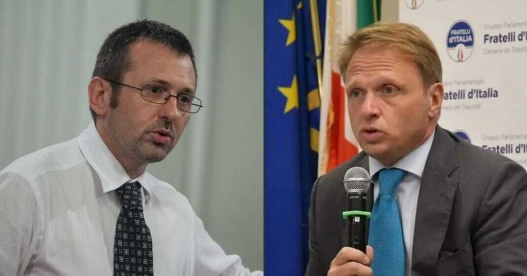 Andrea Delmastro, capogruppo in commissione Esteri di Fratelli d'Italia e Francesco Lollobrigida, capogruppo alla Camera di Fratelli d'Italia.