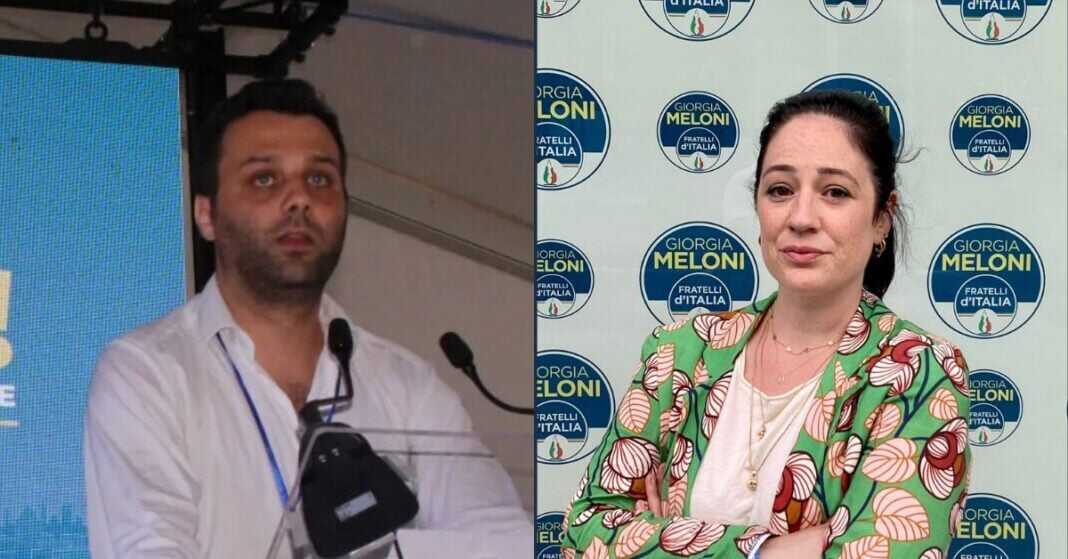 Nicola D'Ambrosio, presidente di Azione Universitaria e Chiara La Porta, deputata di Fratelli d'Italia.
