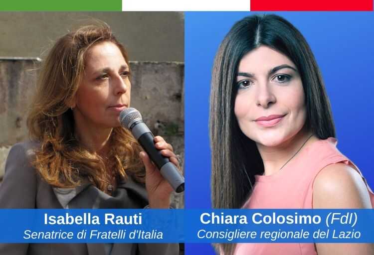 la senatrice di FdI, Isabella Rauti, componente della Commissione sul femminicidio e il consigliere regionale della Regione Lazio di FdI, Chiara Colosimo